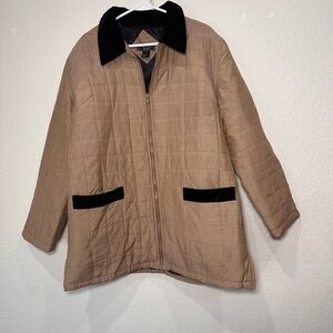 BOGARI Signature Silk Tan Quilted Jacket‎ with Black Accents Large